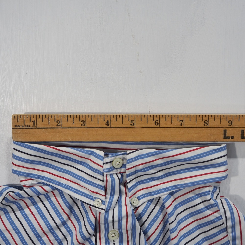 Ralph Lauren Shirt Mens 17 1/2 Blue Striped Long Sleeve Classic Fit Button Down - Picture 7 of 10